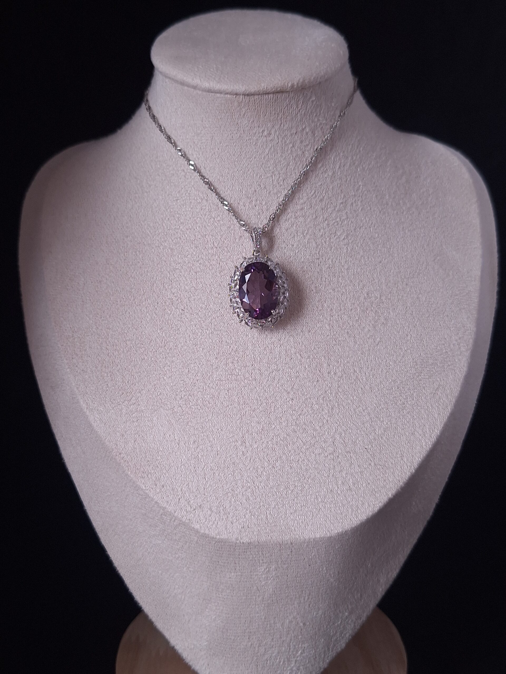 Pendentif argent serti améthyste