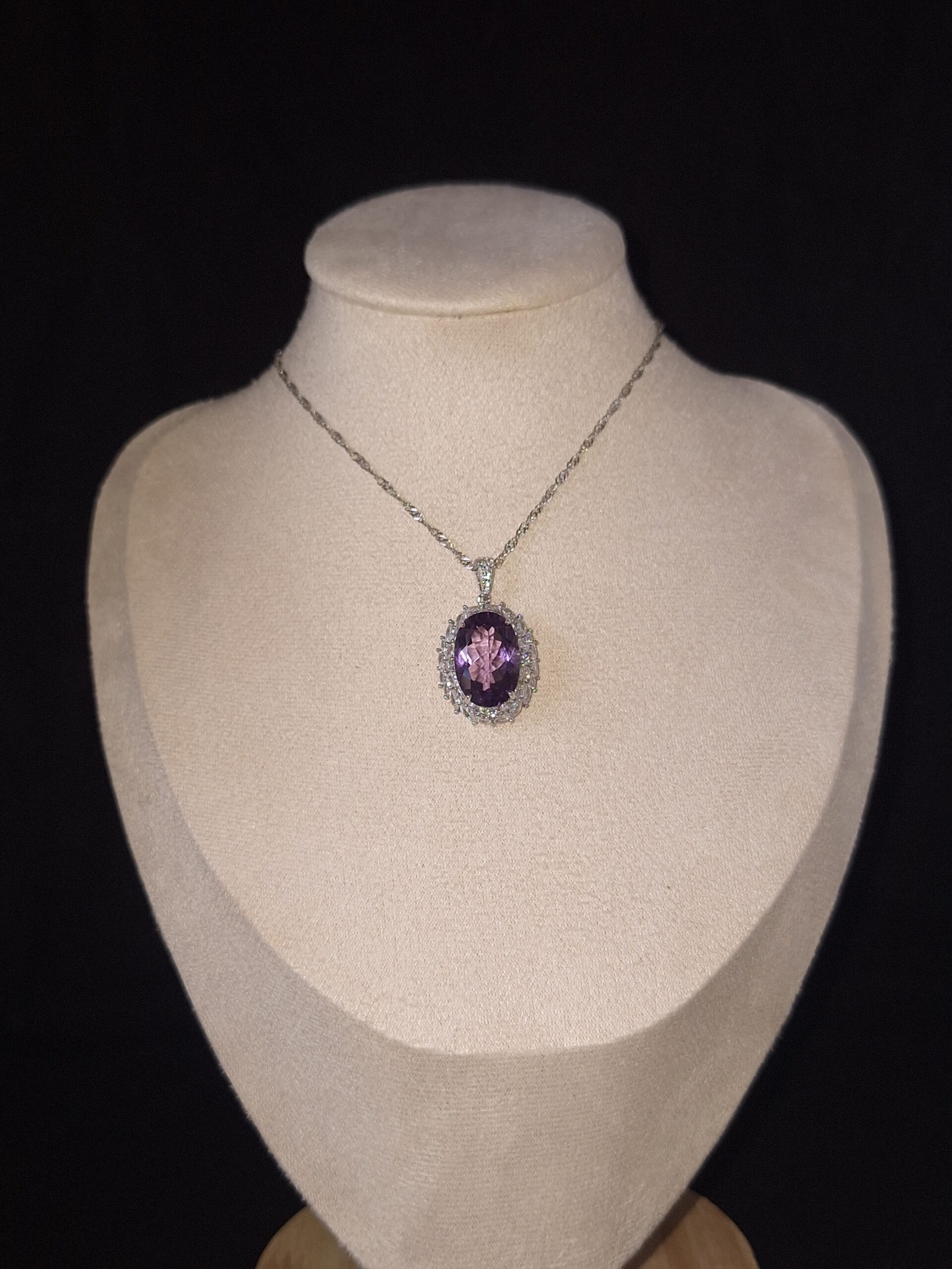 Pendentif argent serti améthyste