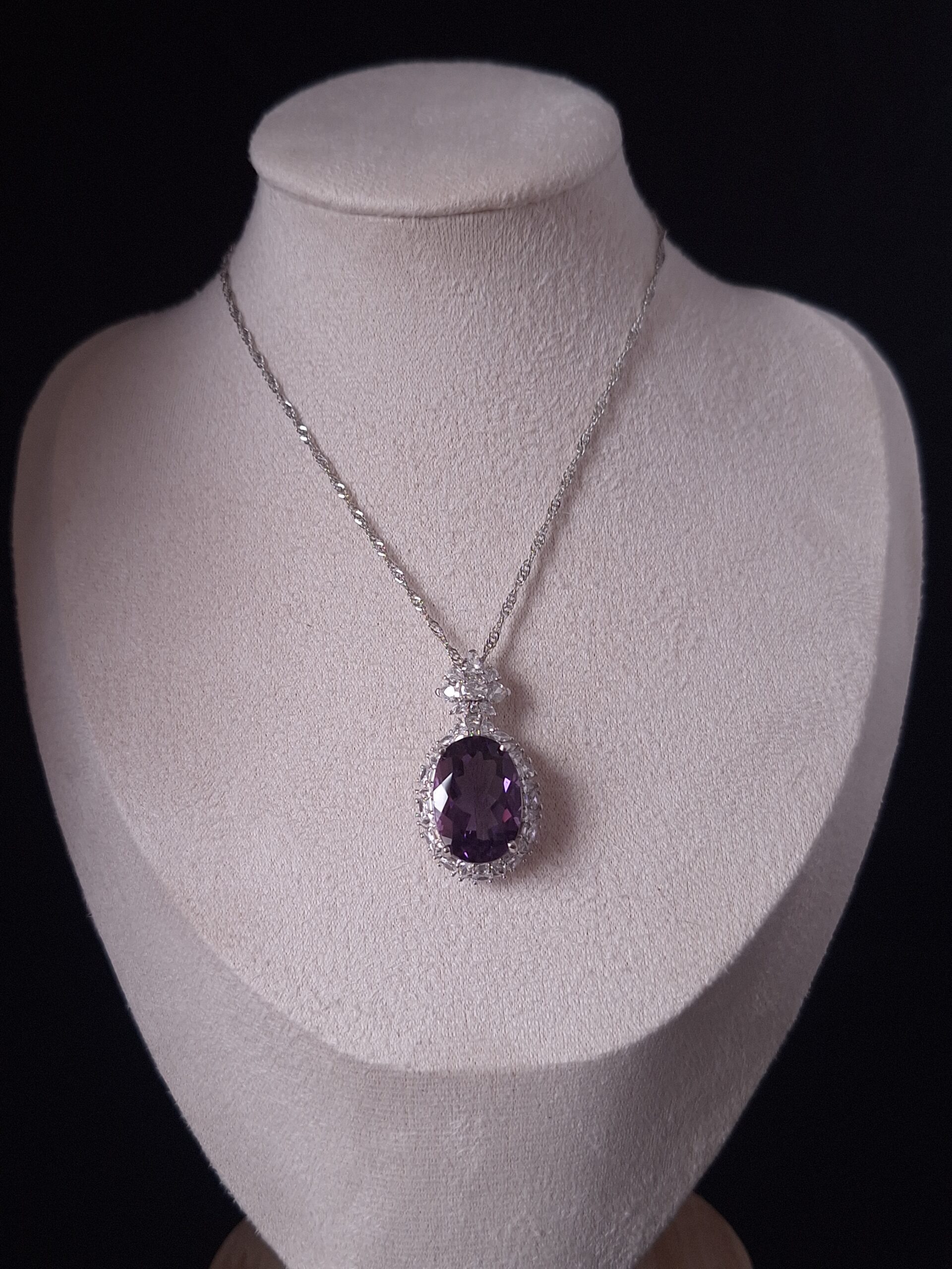 Pendentif argent serti améthyste