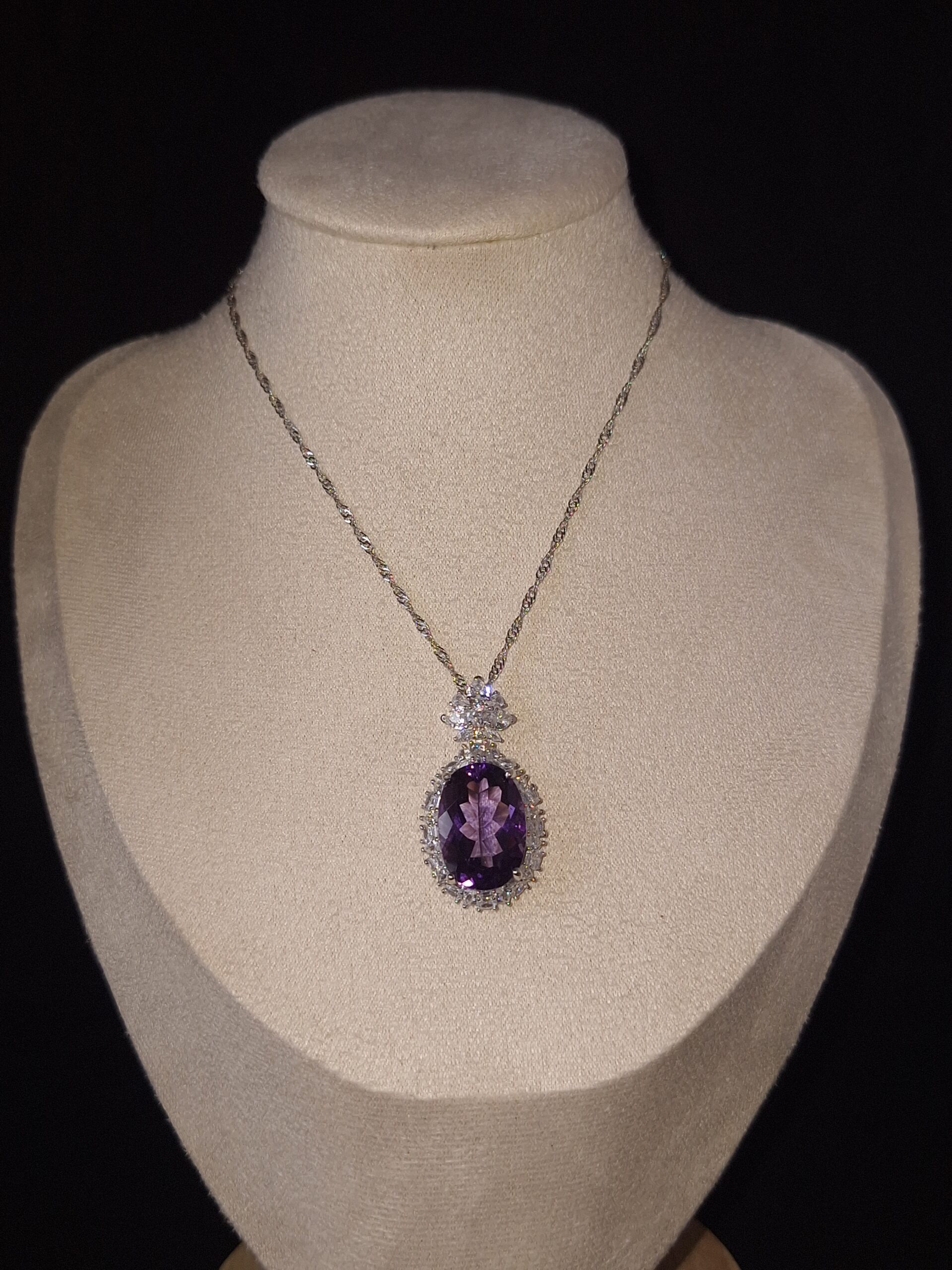 Pendentif argent serti améthyste