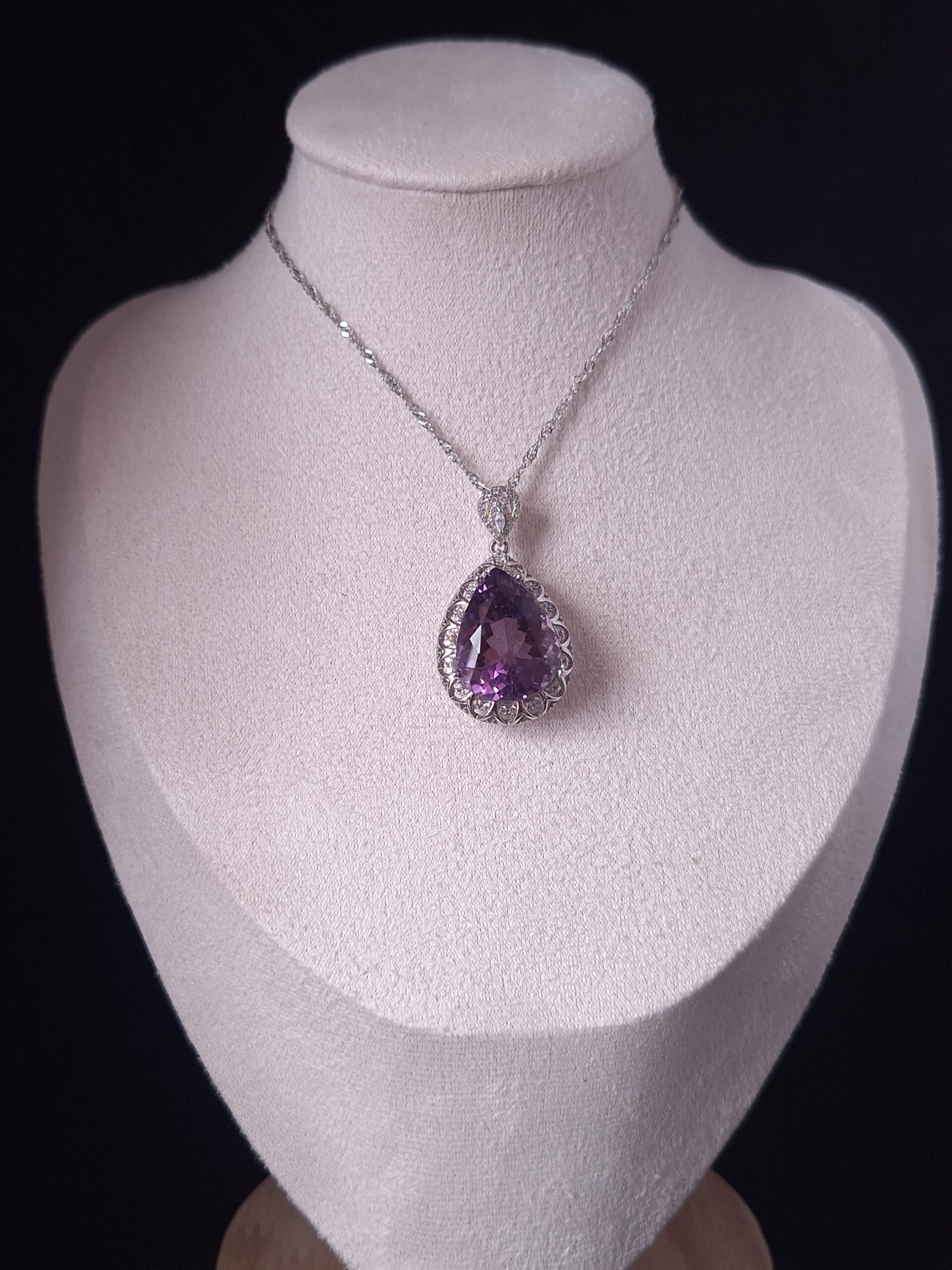 Pendentif argent serti améthyste
