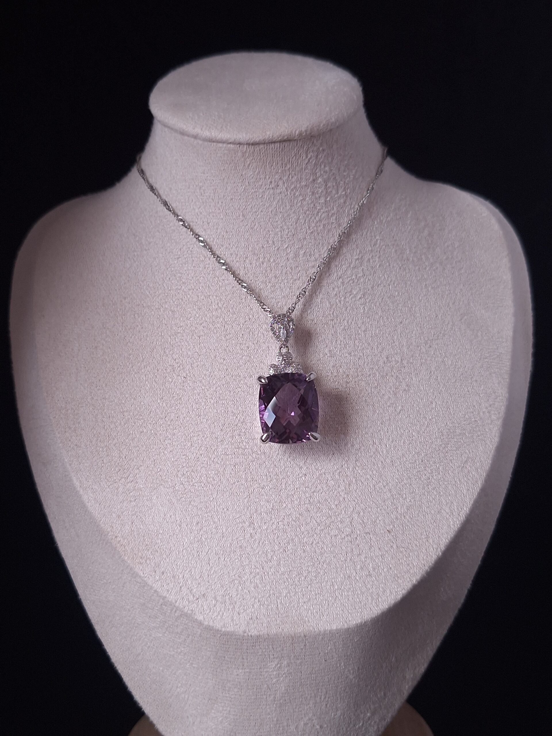 Pendentif argent serti améthyste