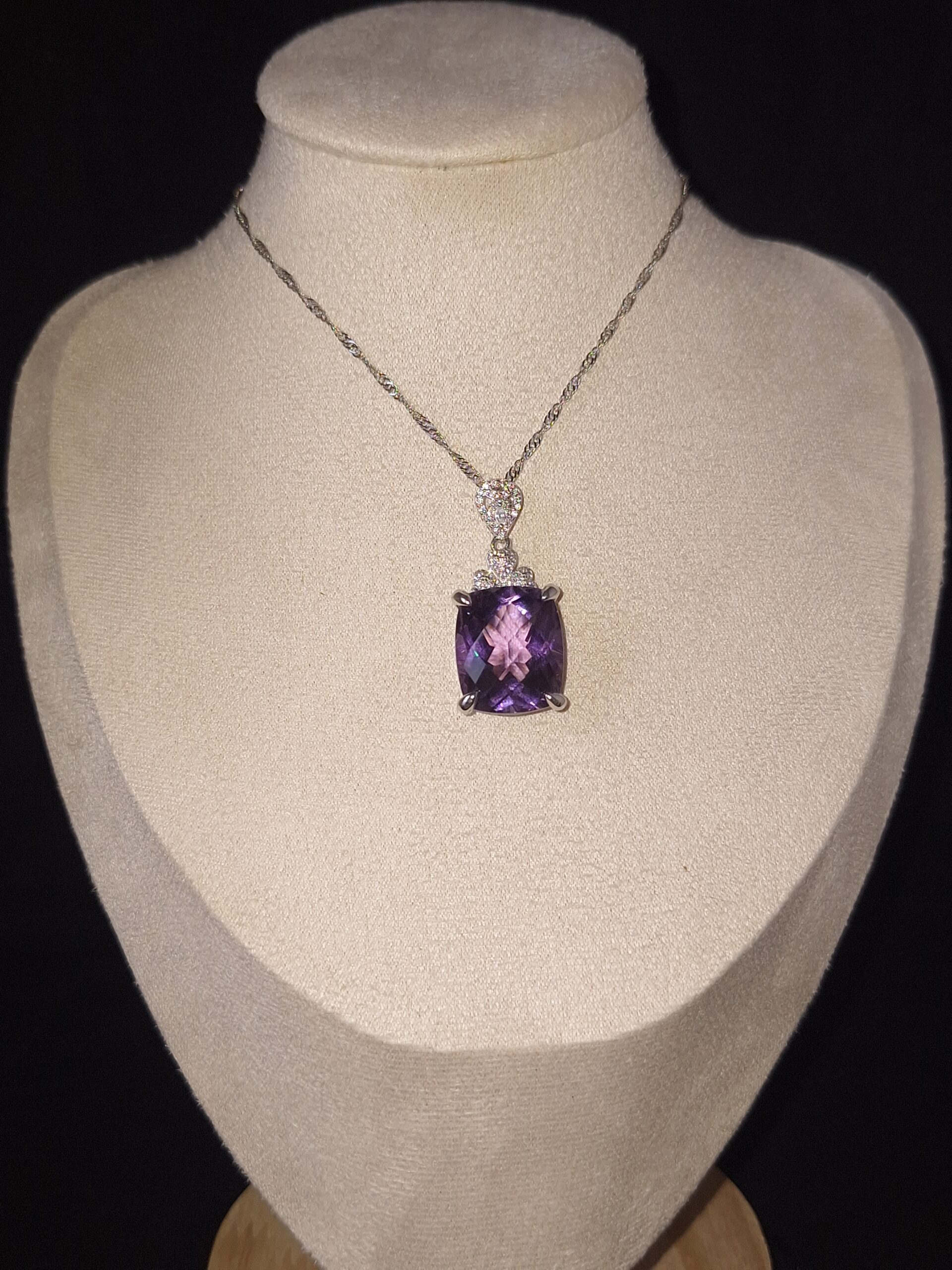 Pendentif argent serti améthyste