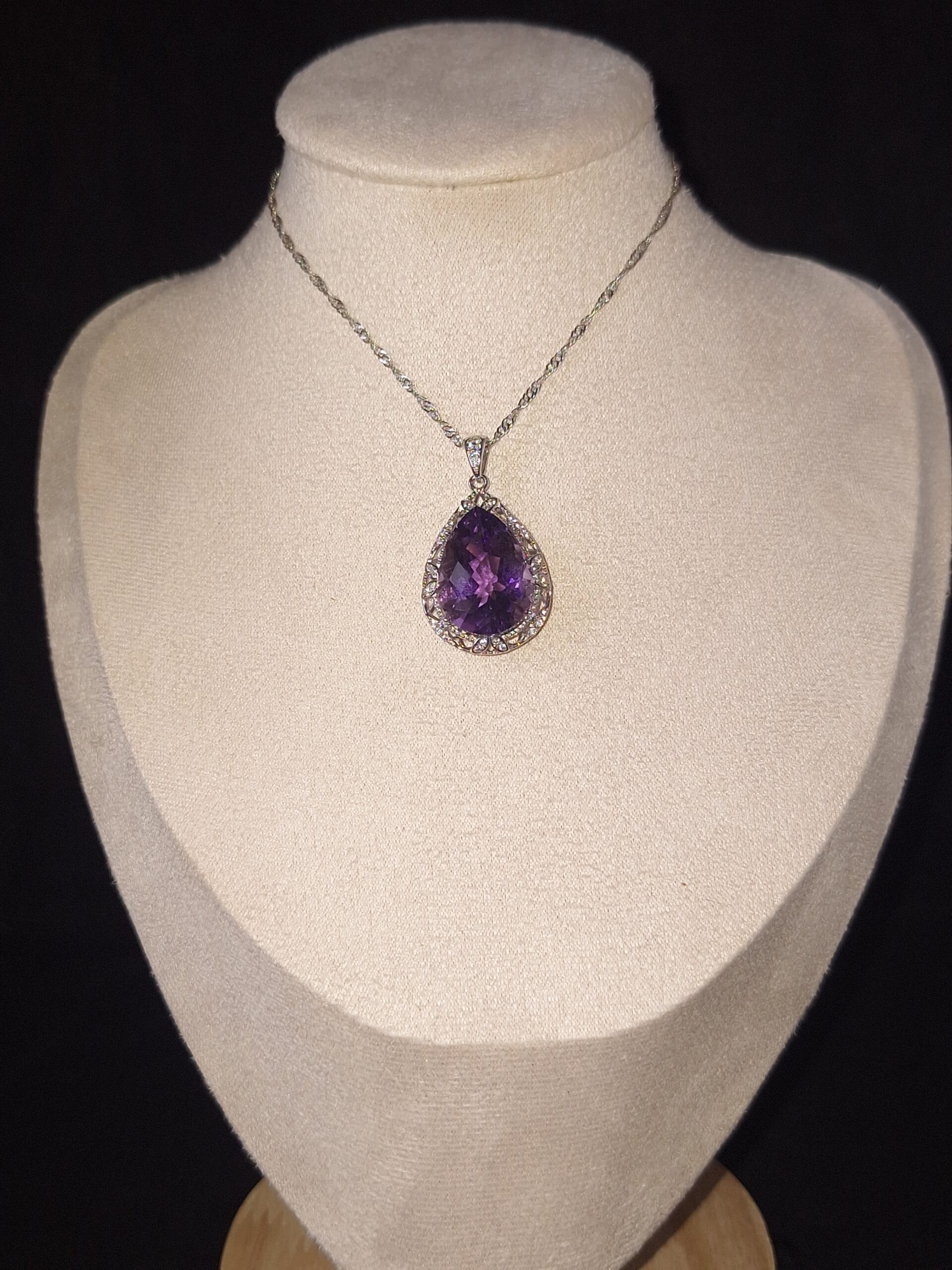 Pendentif argent serti améthyste
