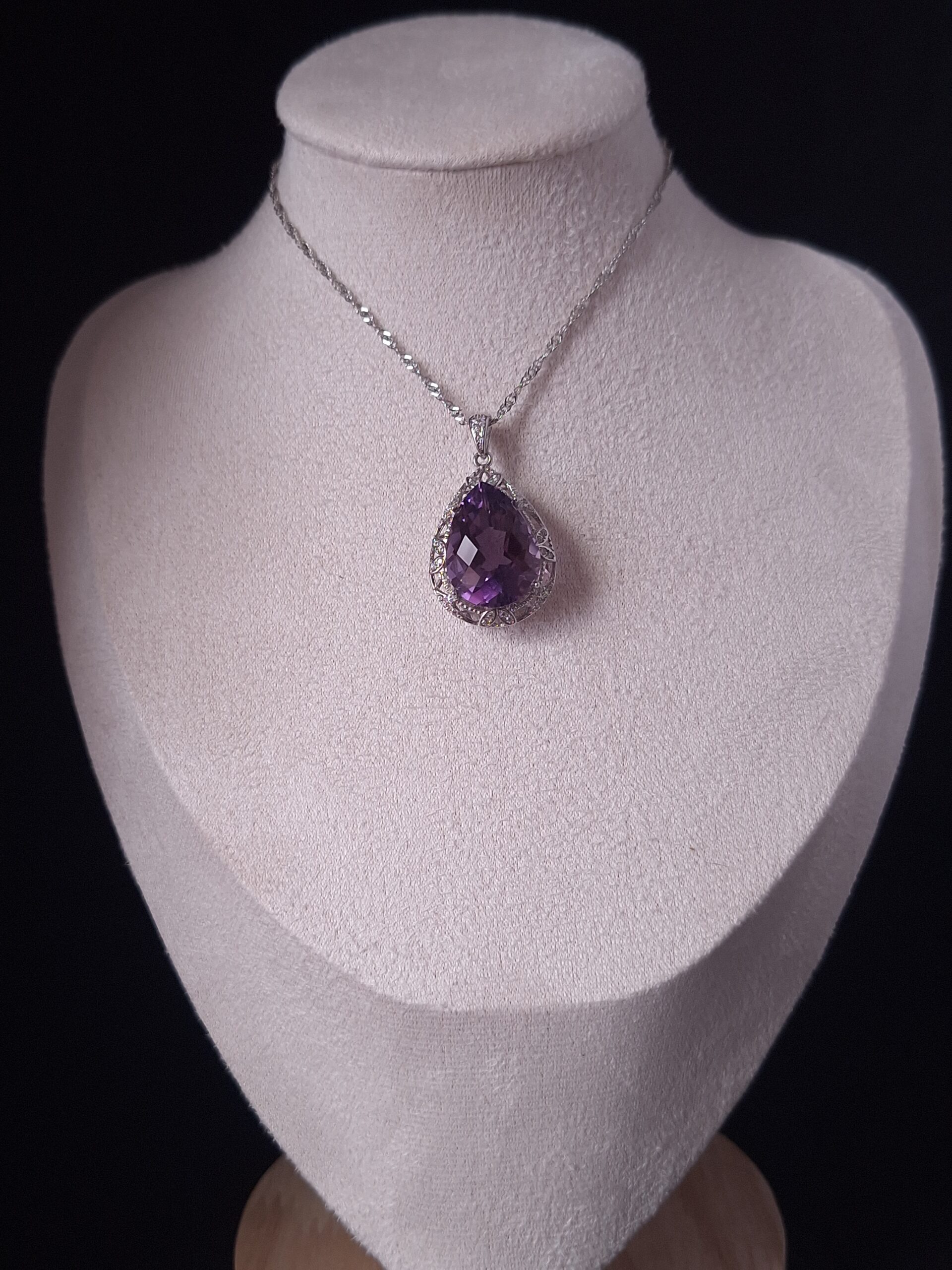 Pendentif argent serti améthyste
