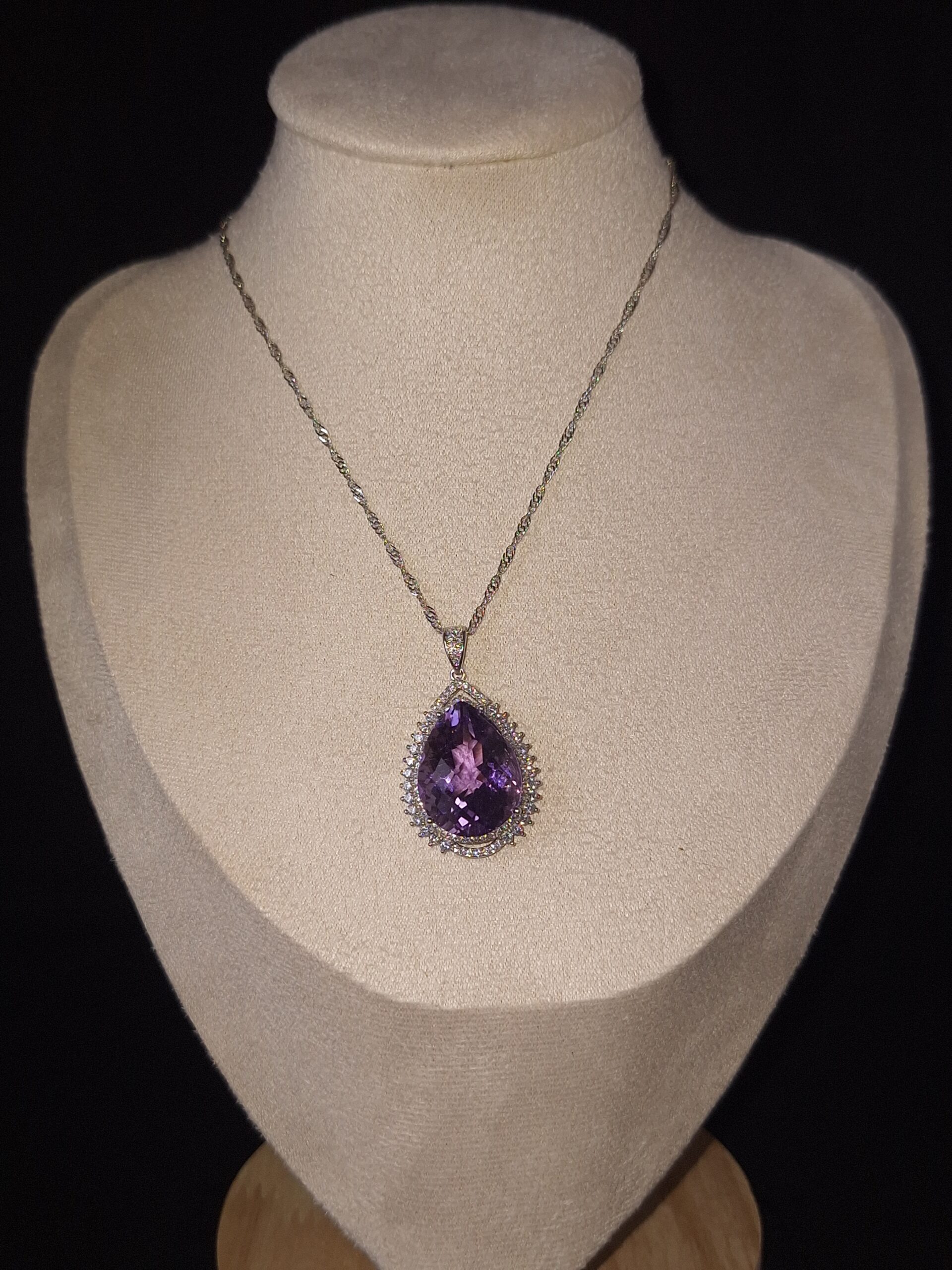Pendentif argent serti améthyste
