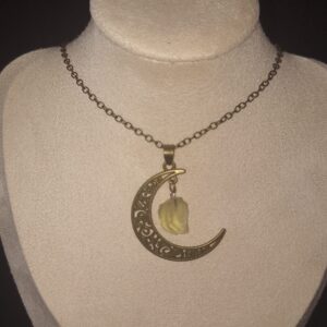Pendentif demi-lune en alliage léger & cristal de citrine
