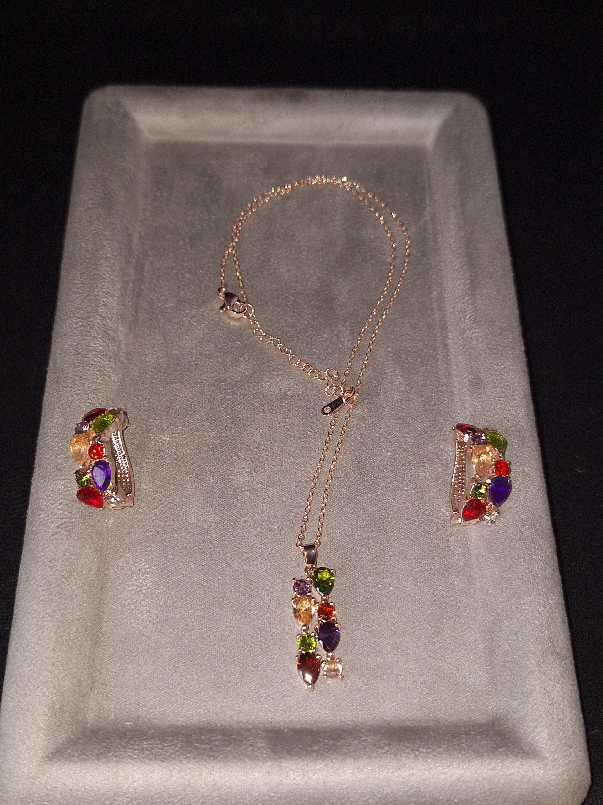 Parure alliage CZ goutte multicolore