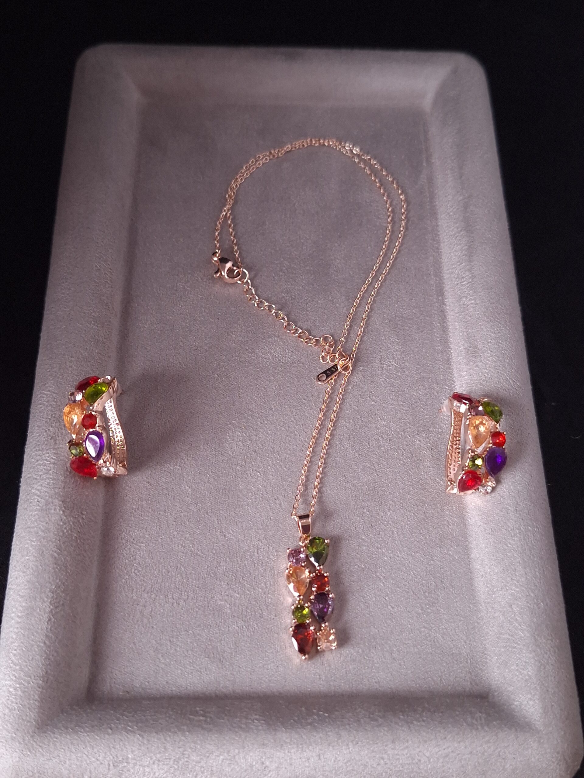 Parure alliage CZ goutte multicolore