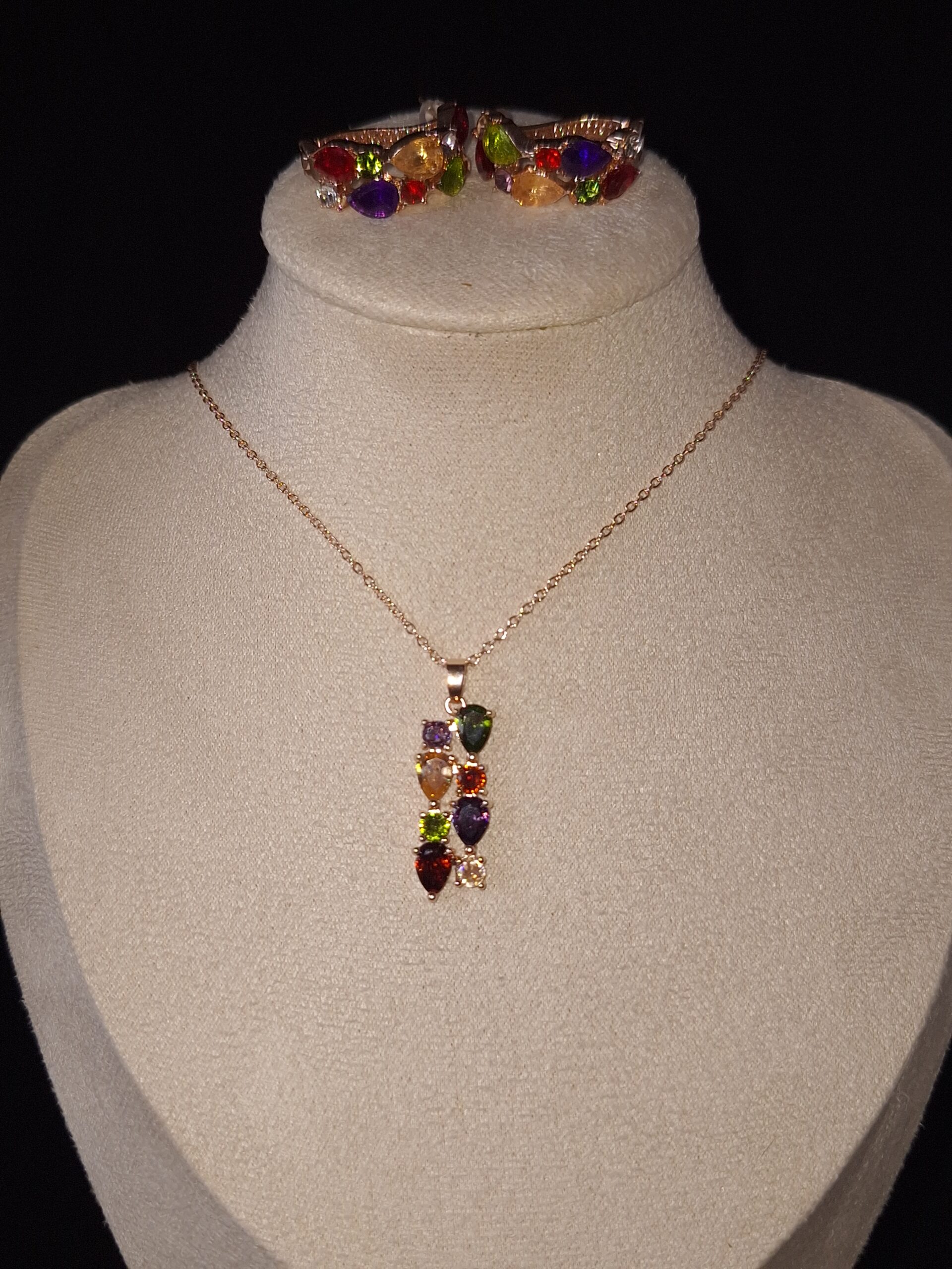 Parure alliage CZ goutte multicolore