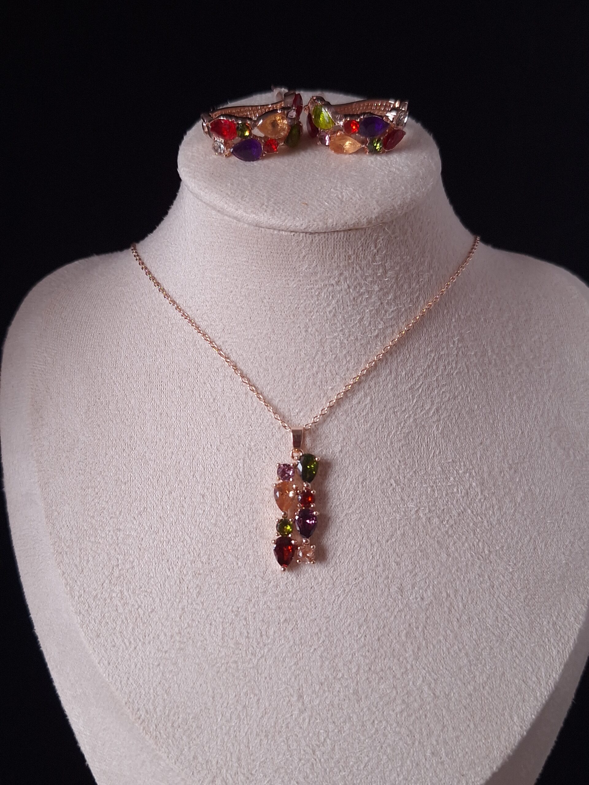 Parure alliage CZ goutte multicolore