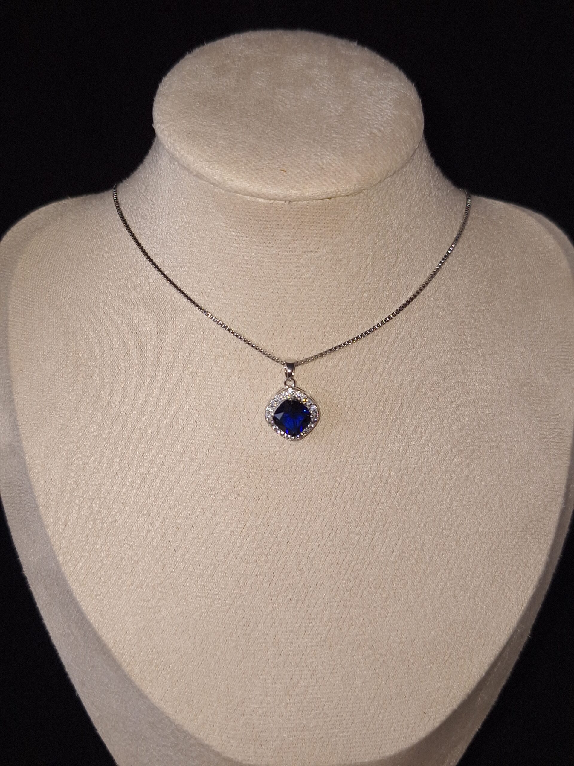 Pendentif argent cz carré bleu
