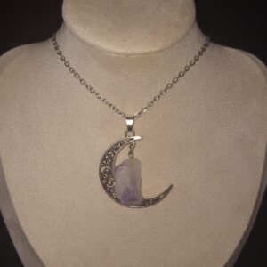 Pendentif demi-lune en alliage léger & améthyste naturelle