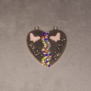 Pendentif “Best Friends” – Cœur en deux parties, alliage & pavage de CZ