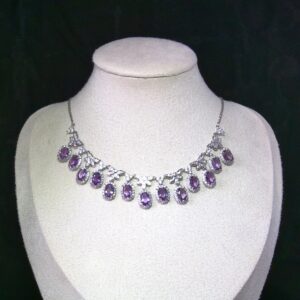 Collier en Argent 925 Sertie de 13 Améthystes Naturelles – Pièce d’Exception au Design Raffiné